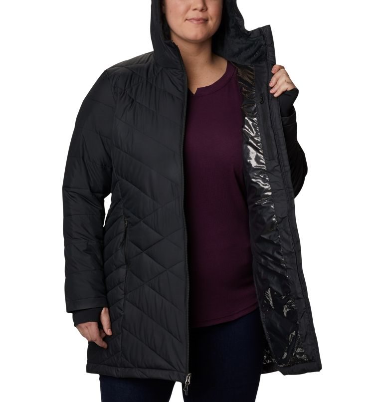 Women's Columbia Heavenly Long Hooded Jackets Black | Plus Size CA-W3406